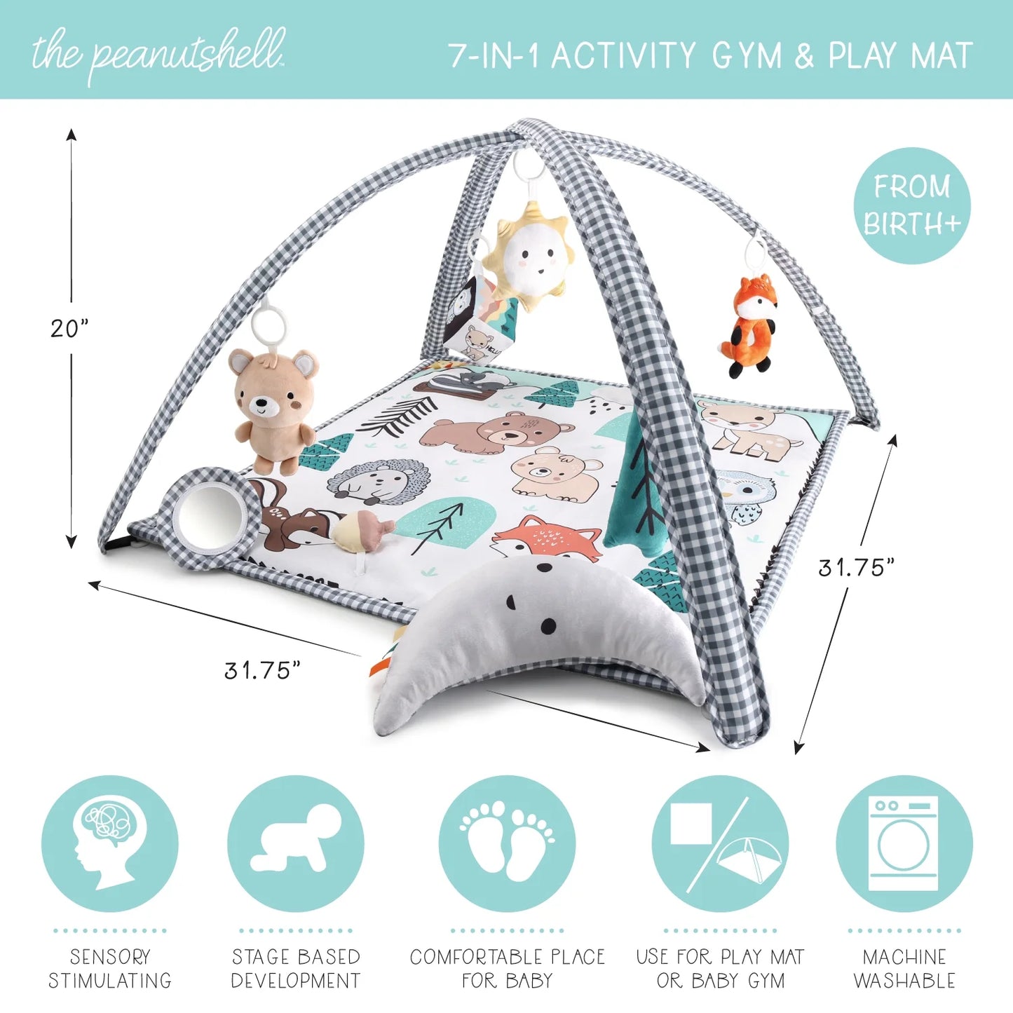 Woodland 7-In-1 Activity Play Gym and Play Mat for Baby