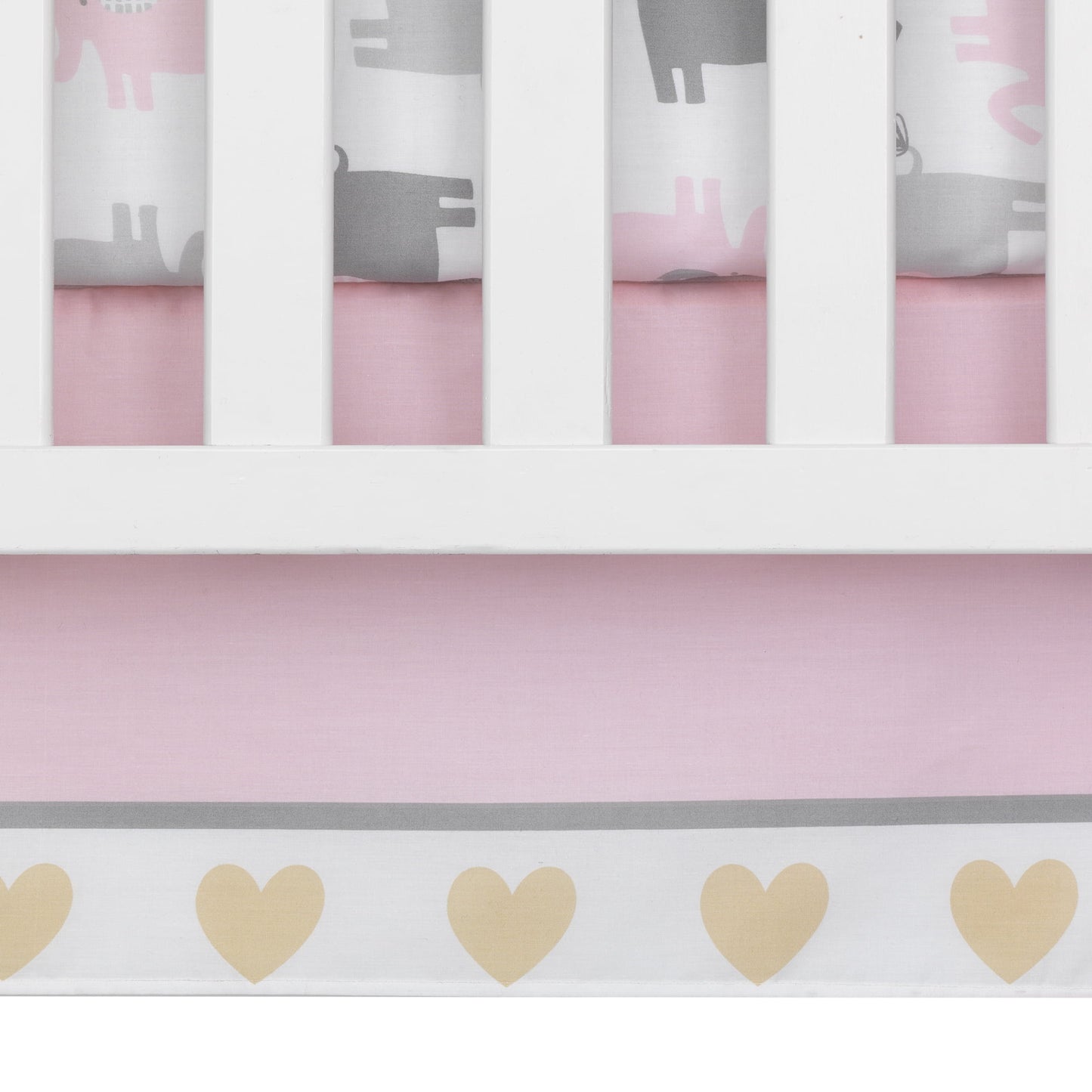 Eloise 3-Piece Crib Bedding Set - Pink, Gray, White, Animals