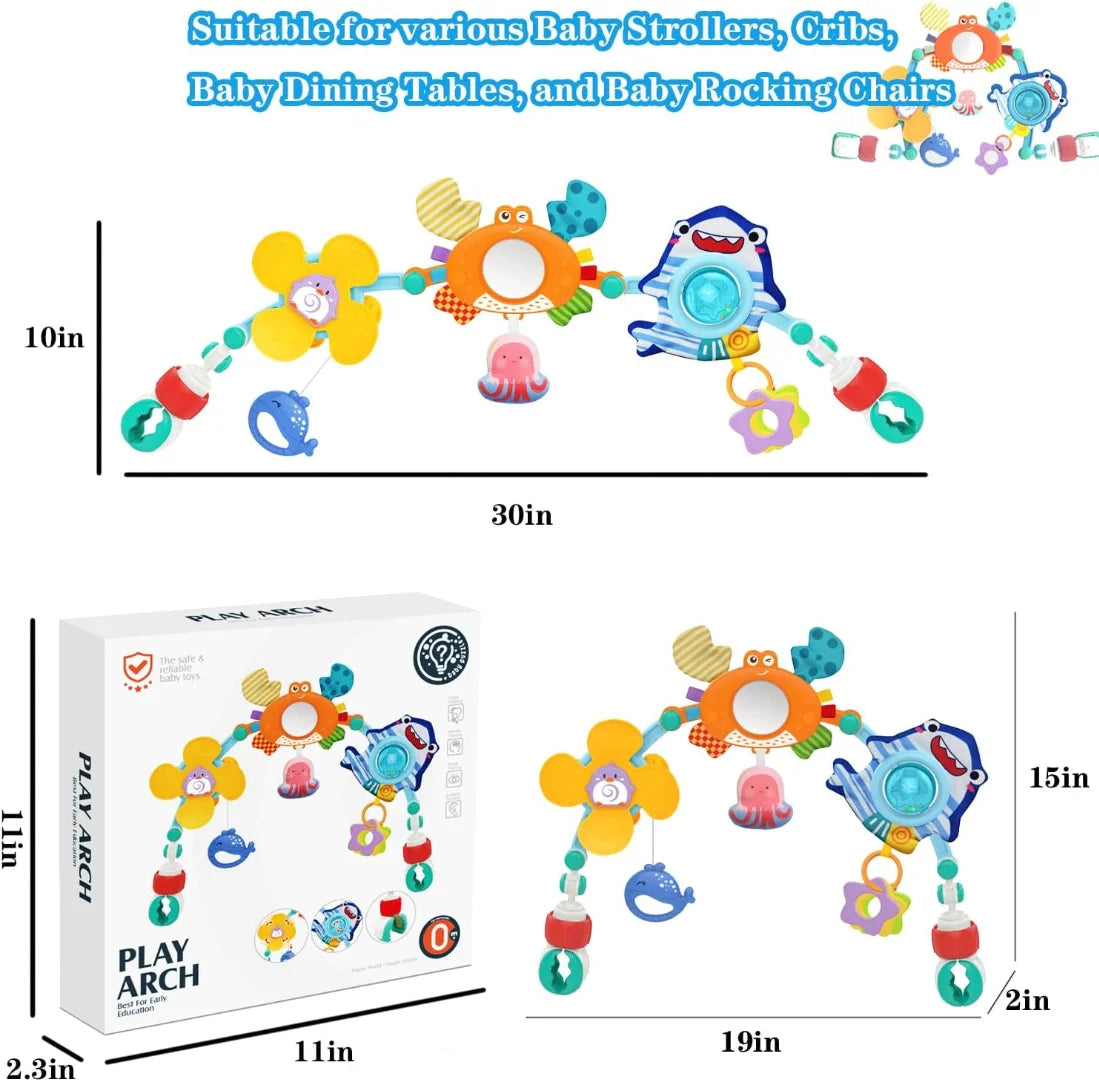 Baby Stroller Car Seat Toys: Adjustable Stroller Arch Carseat Toys for Infants 0-6-12 Months - Montessori Sensory Travel Crib Bouncer Bassinet Activity Toys for Toddler Boy Girl 0 3 6 9 12 24 Months