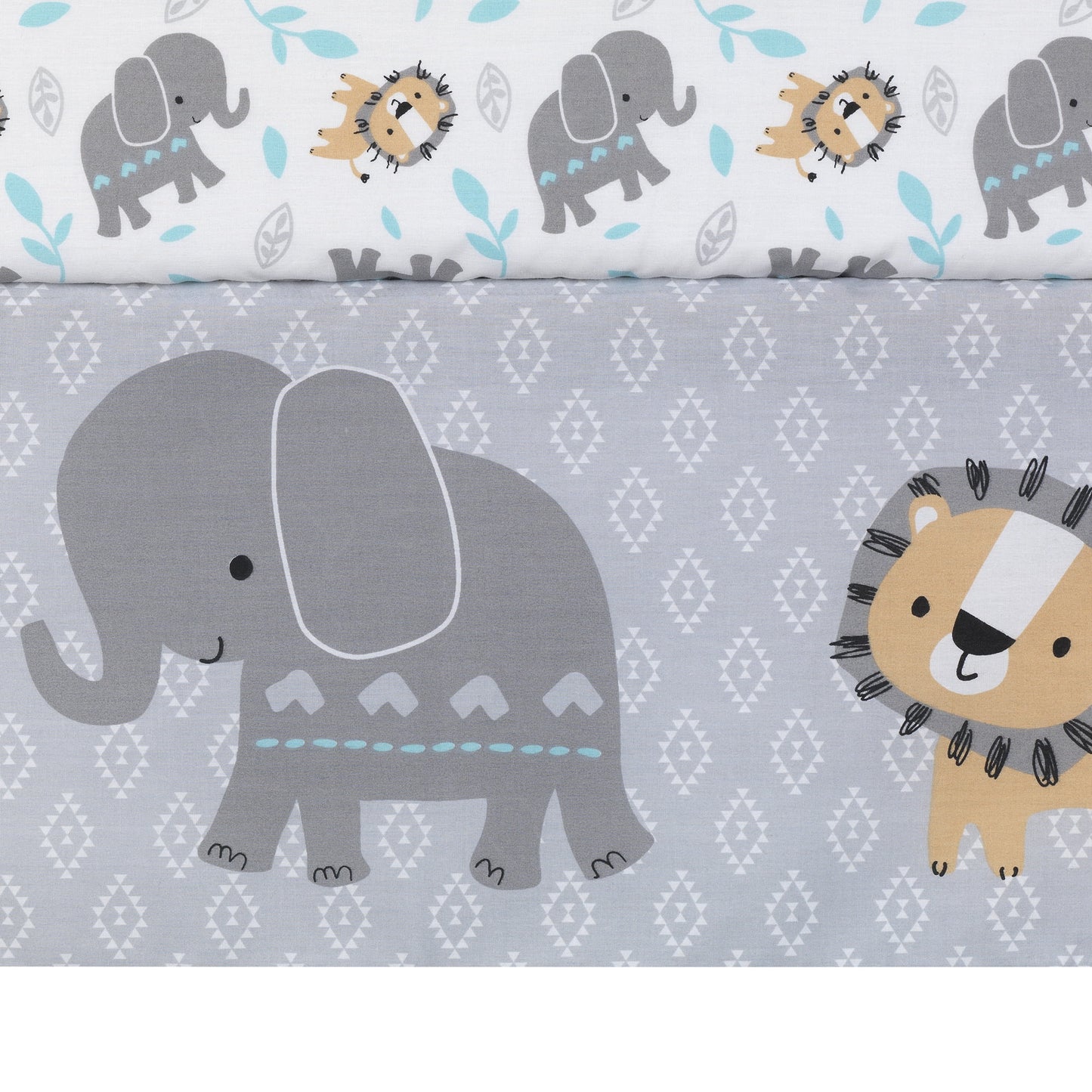 Jungle Fun 3-Piece Crib Bedding Set - Blue, Gray, White