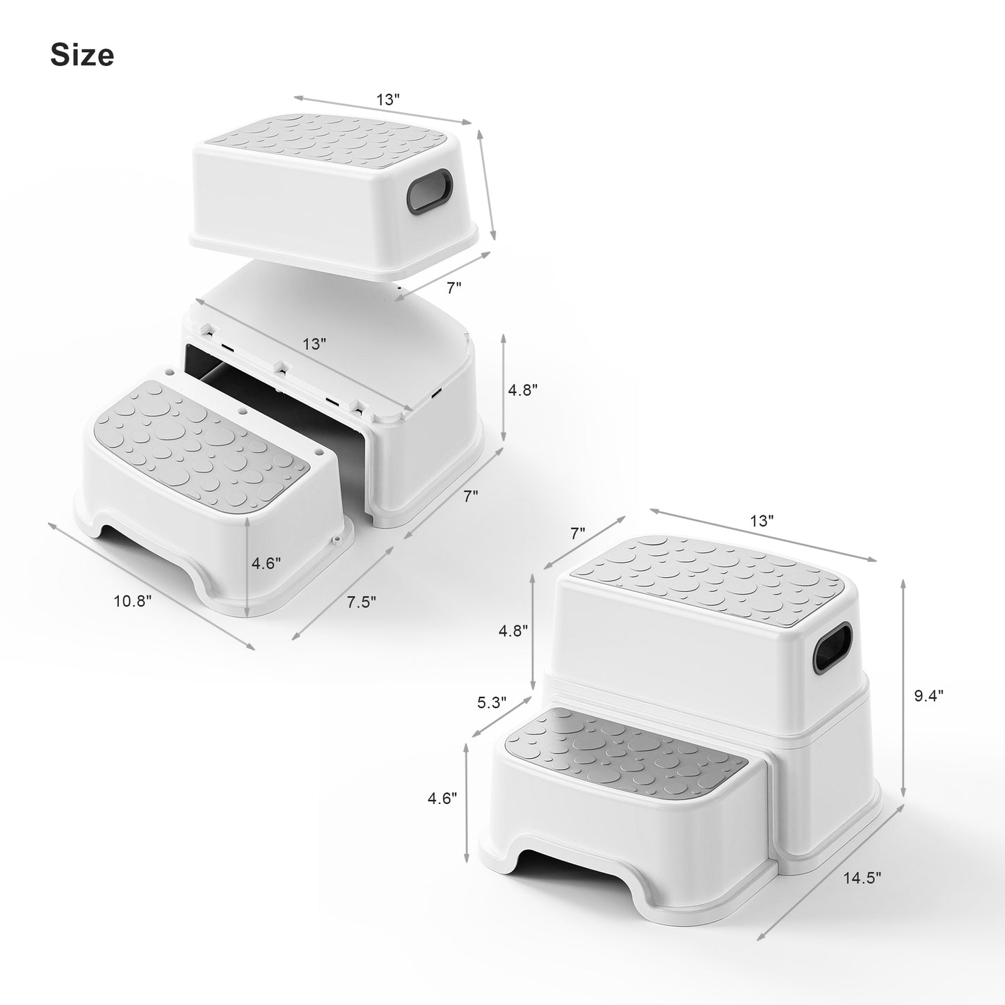 2 Step Stool for Kids -Toddler Step Stool for Bathroom Sink-Dual Height 9.5" Non-Slip for Potty Training, Kitchen, Bedroom & Classroom