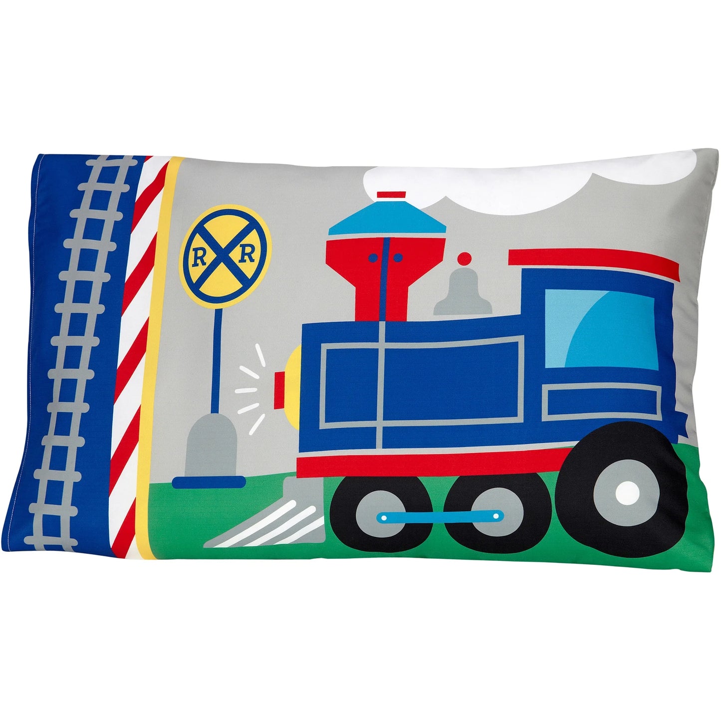 Trains 4 Piece Toddler Bed Set, Comforter Pillowcase, Top Sheet, Fitted Sheet, Boy