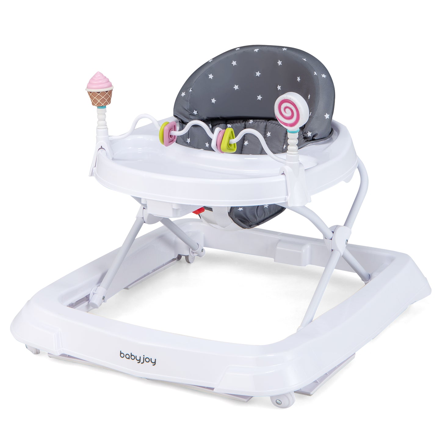 Babyjoy Foldable Baby Activity Walker with Adjustable Height& Detachable Seat Cushion