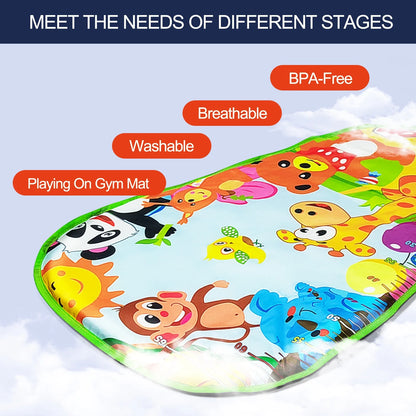 Baby Gym Play Mat, Tummy Time Mat for Baby Kick and Play, Lights Piano Play Mat, Musical Activity Fitness Gym Center for Baby Newborn Infants