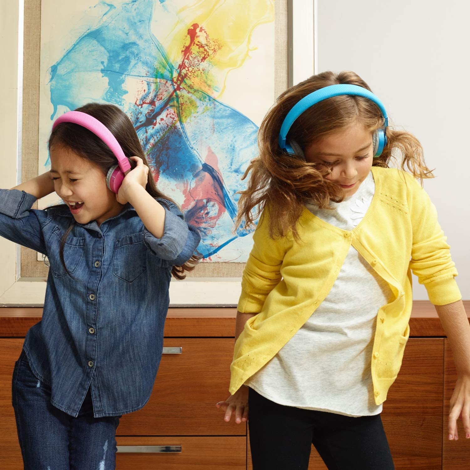 Untangled Pro On-Ear Wireless Kids Headphones for School, Microphone, Volume Limited, Shareport Technology, Softtouch Padding, Blue
