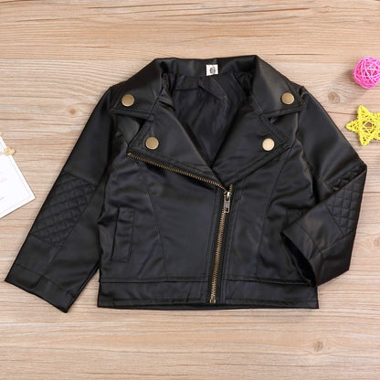 Toddler Boys Girls Motorcycle Faux Leather Jackets Coat Winter Outwear for 1-5Y