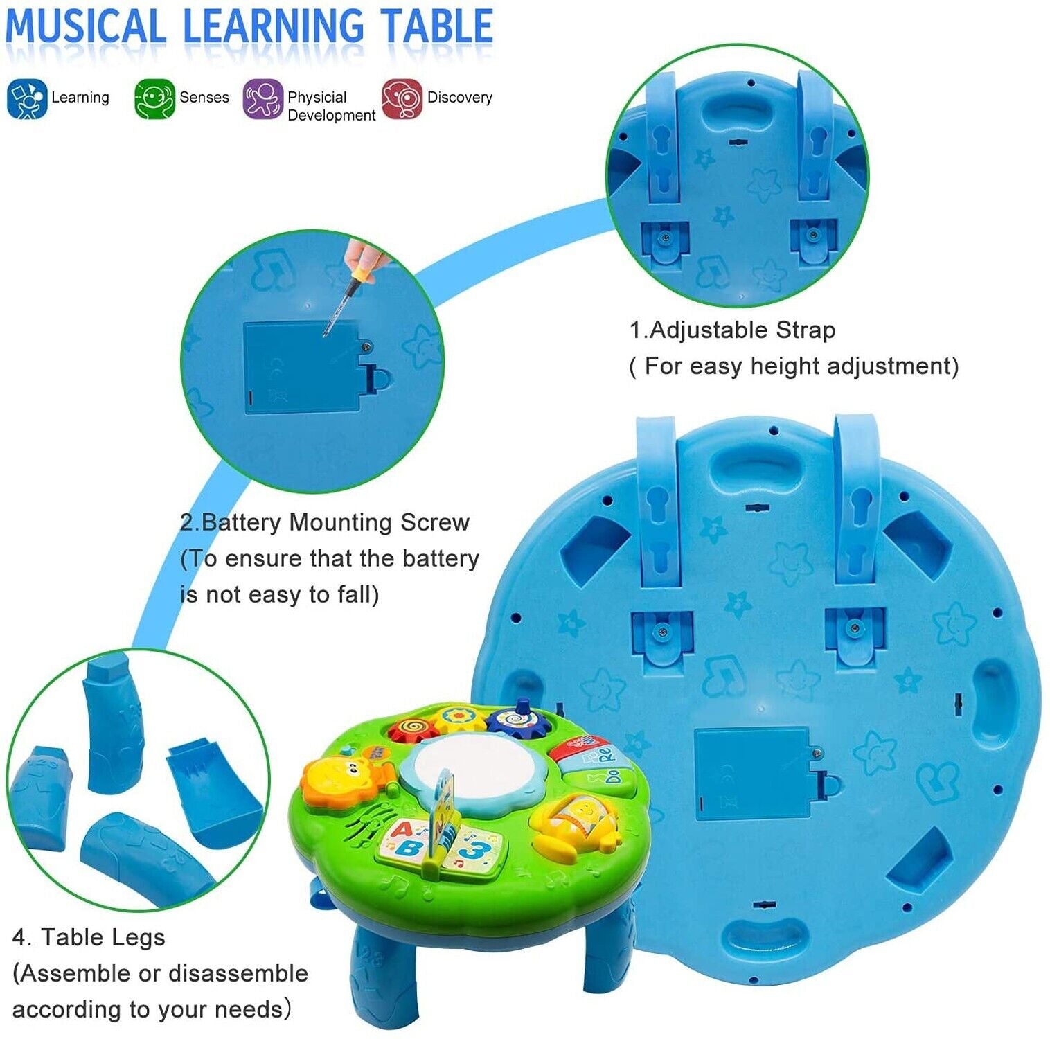 Baby Toys Musical Learning Table 12X12X7Inch Music Activity Center Table Toys...