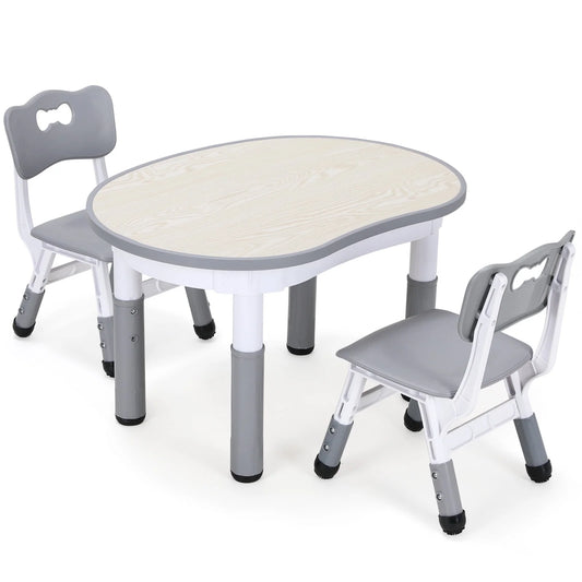 Kids Table and 2 Chairs Set, Height Adjustable Toddler Table and Chairs Set for Ages 3+, Children Arts & Crafts Activity Table Set for Classrooms/Daycares/Homes