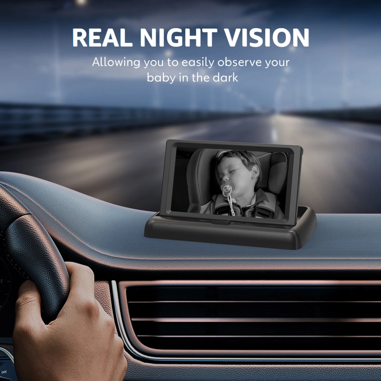 Baby Car Camera,4.3" HD Display Baby Car Mirror with Night Vision Feature,Wide Clear View