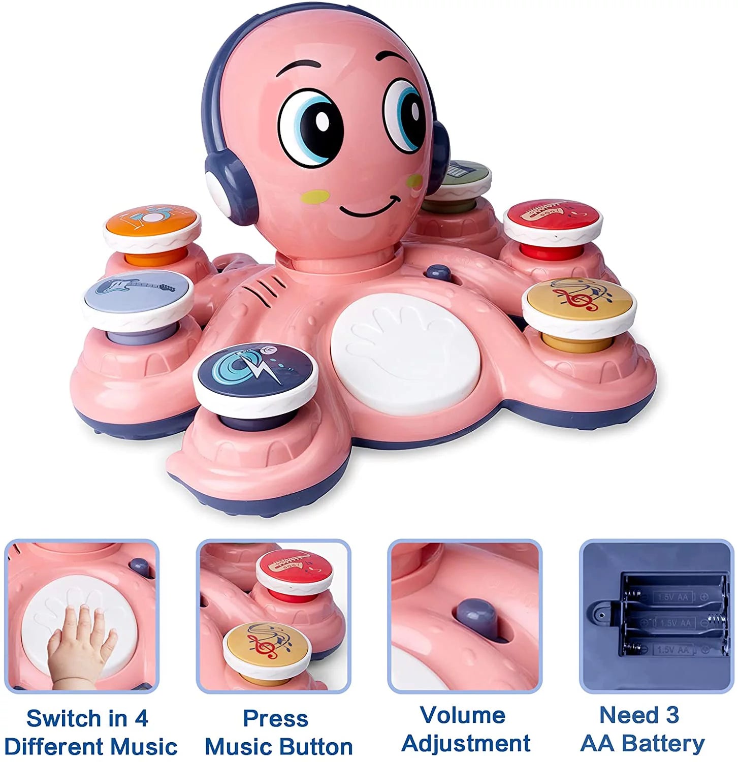 Baby Musical Octopus Toys, Learning Toys for Toddlers, Preschooler, Baby Birthday Gift