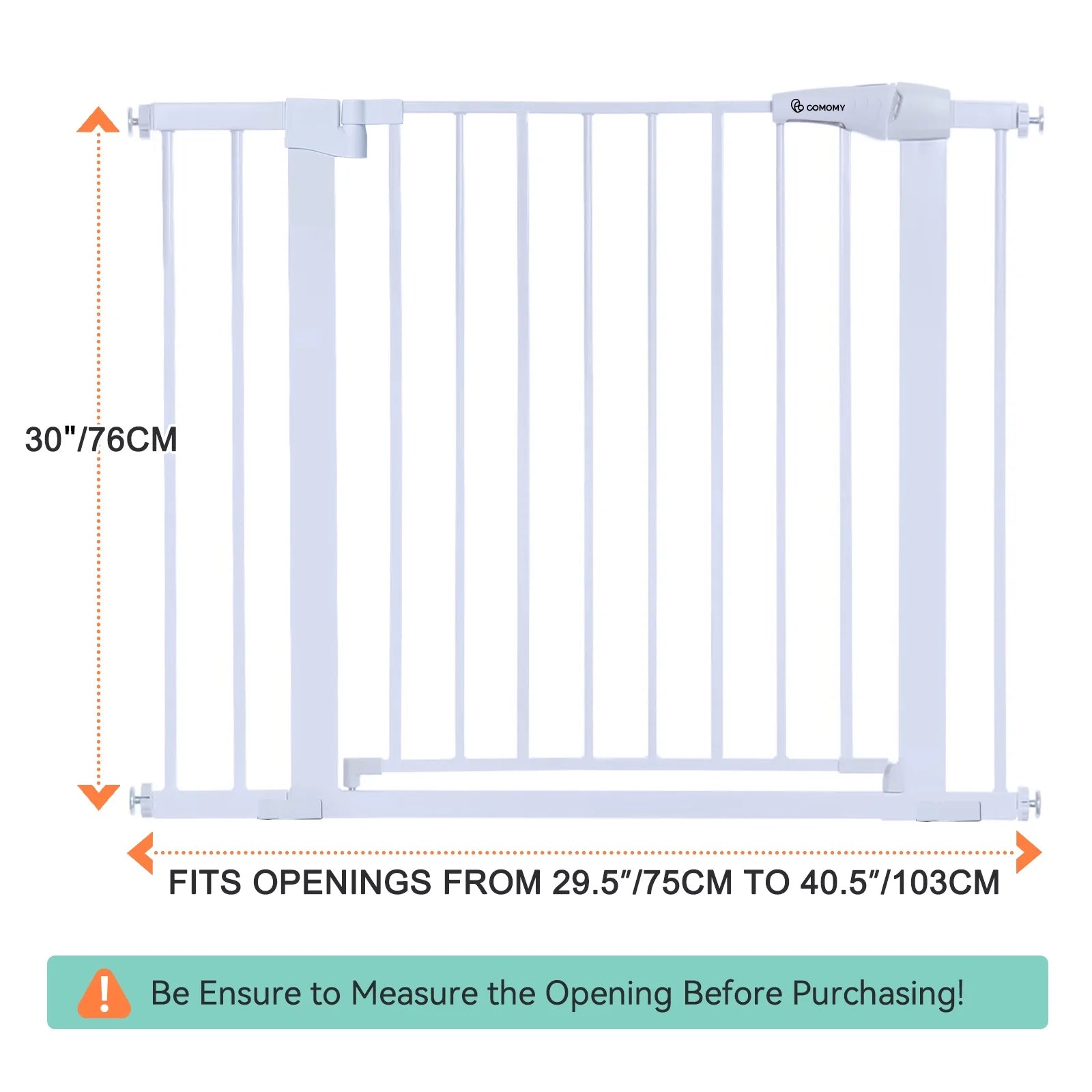 Baby Safety Gate, Baby Gates for Top Stairs Doorway, 29.5''- 40.5''Wide Pressure Mount, White