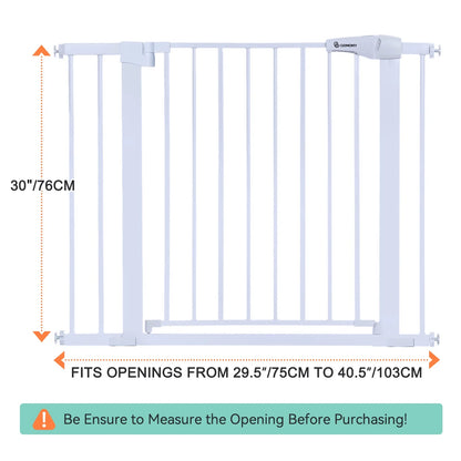 Baby Safety Gate, Baby Gates for Top Stairs Doorway, 29.5''- 40.5''Wide Pressure Mount, White