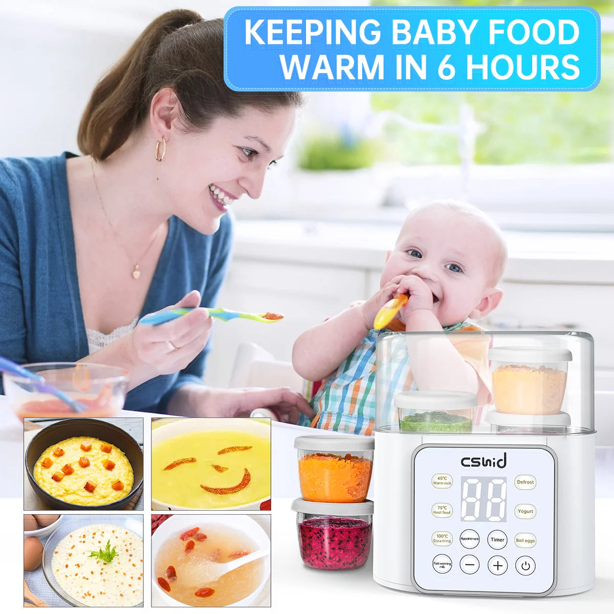 Bottle Warmer for Baby, Double Bottels Milk Warmer 9 in 1 Fast Food Heater & Defrost Bpa-Free with Appointment, LCD Display, Timer & 24H Temperature Control for Breastmilk & Formula