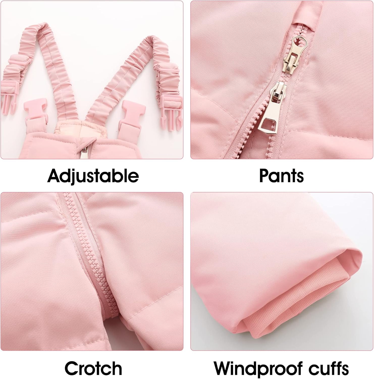 Toddler Girl Snowsuit 2Pcs Kids down Jacket Winter Hooded Coat +Snow Bib Pants Kids Windproof Skiing Suit (2T/6T)
