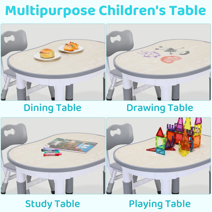Kids Table and 2 Chairs Set, Height Adjustable Toddler Table and Chairs Set for Ages 3+, Children Arts & Crafts Activity Table Set for Classrooms/Daycares/Homes