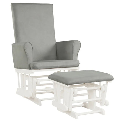 Upholstered Glider and Nursing Ottoman, Comfort Rocking Nursery Chair with Ottoman, Baby Nursery Relax Rocker Rocking Chair Glider and Ottoman Cushion Set, Gray