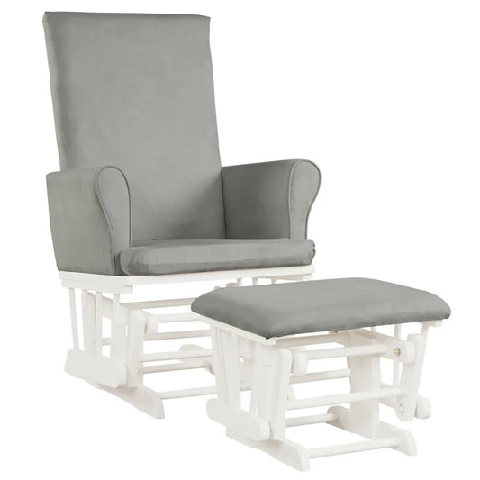 Upholstered Glider and Nursing Ottoman, Comfort Rocking Nursery Chair with Ottoman, Baby Nursery Relax Rocker Rocking Chair Glider and Ottoman Cushion Set, Gray