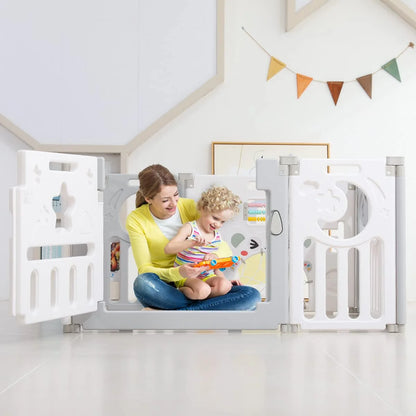 Foldable Baby Playpen, Kids 10 Panel Play Pen for Babies and Toddlers Unisex,  45X45 Inches Play Yard,Custom Shape Safety,Gray