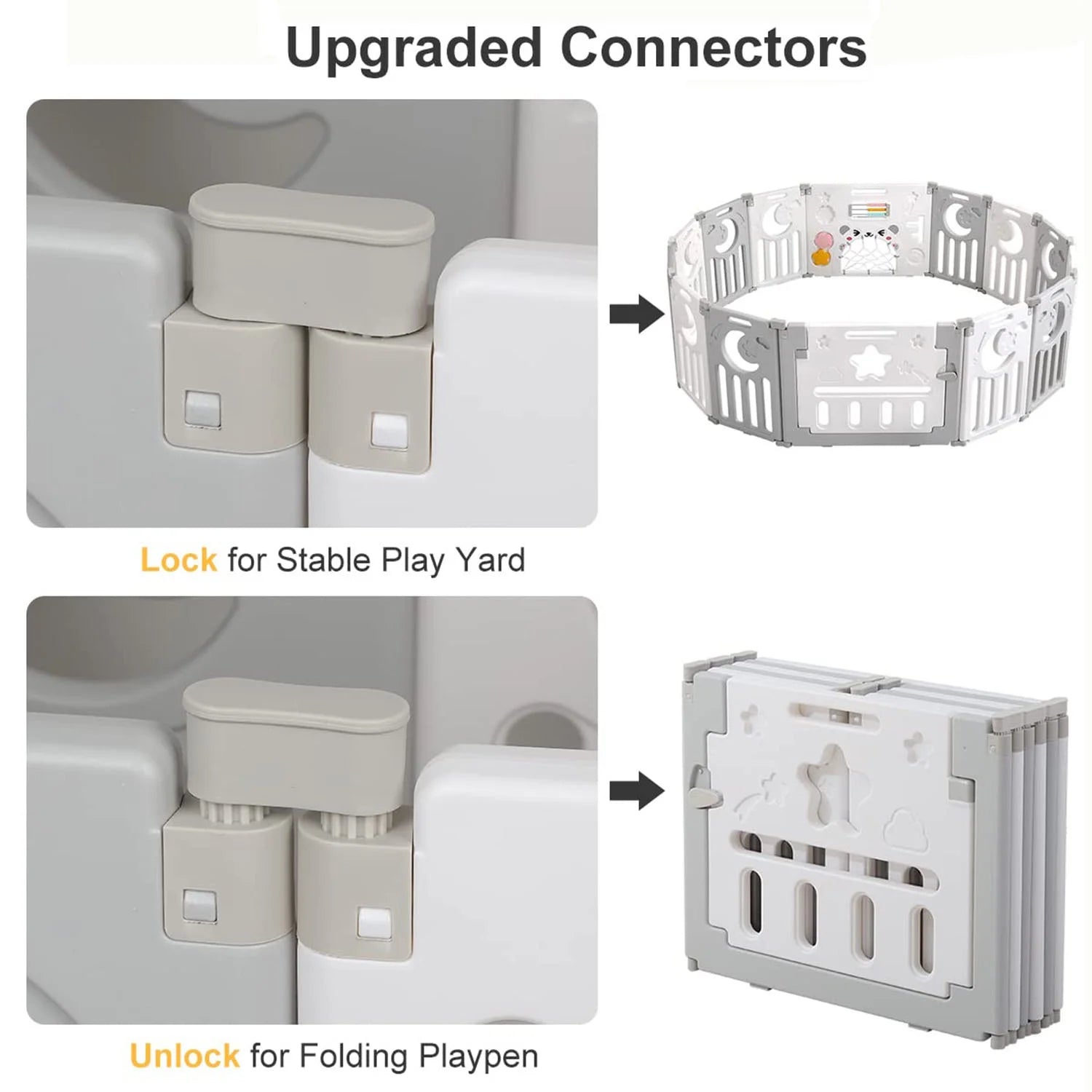 Foldable Baby Playpen, Kids 10 Panel Play Pen for Babies and Toddlers Unisex,  45X45 Inches Play Yard,Custom Shape Safety,Gray