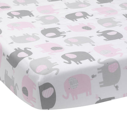 Eloise 3-Piece Crib Bedding Set - Pink, Gray, White, Animals