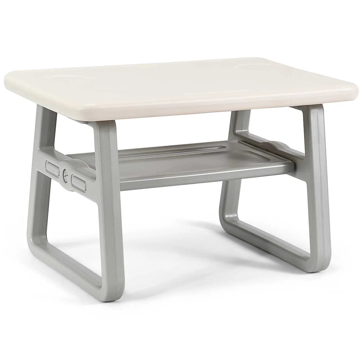 Kids 2-In-1 Table and 2 Chairs Set Activity Table with Storage Shelf White Baby