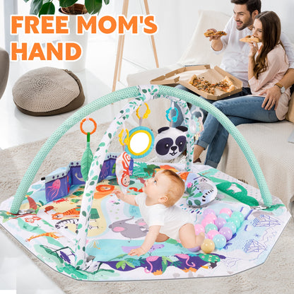 Baby Play Gym ,4-In-1 Baby Activity Gym & Tummy Time Play Mat, Infant Play Mat, Combination Activity Gym for Sensory Exploration and Motor Skill Development from Baby to Toddler Green