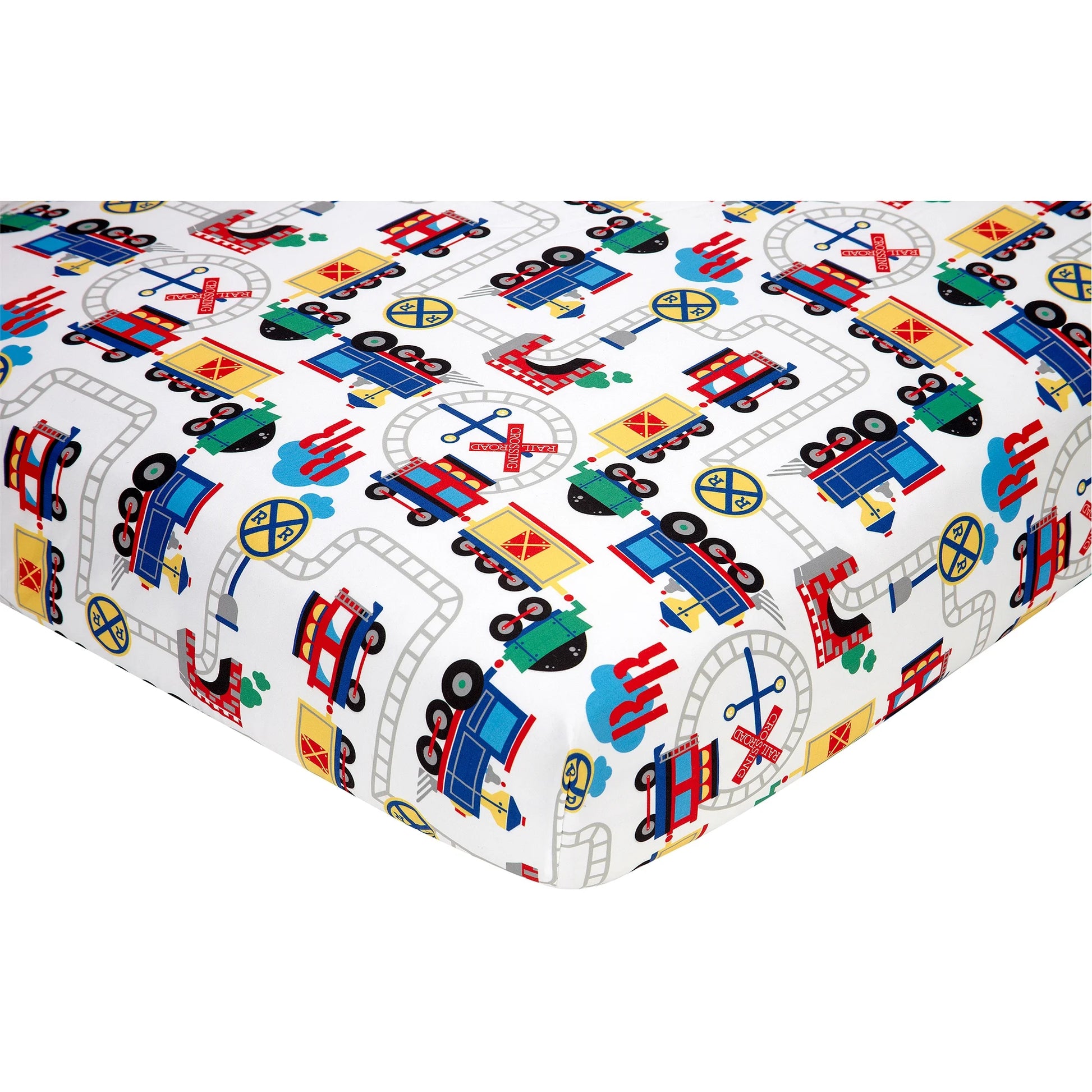 Trains 4 Piece Toddler Bed Set, Comforter Pillowcase, Top Sheet, Fitted Sheet, Boy