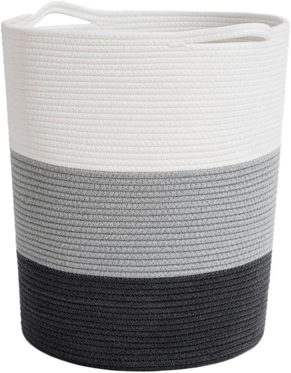 17¾ X 15¾ X 13¾ Inches Grey Baby Laundry Basket Thread Cotton Rope Basket Toy Storage Basket Organizer Tall Woven Basket Blanket Storage Baby Laundry Nursery Hamper for Living Room Toy Gifts