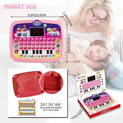 Tablet Toy Toddler Learning Pad with LED Screen Teach,Educational Learning Toys with Light and Music Electronic Toy Christmas Birthday Gift for Toddlers 1 2 3 Years Old Girls Boys