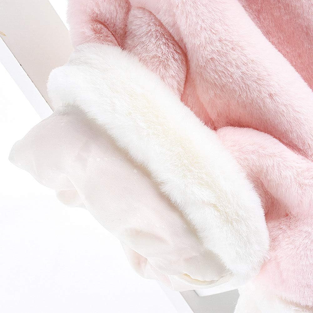 Baby Girls Winter Fur Cape Coat Thick Jacket Cute Pom Pom Warm Outerwears