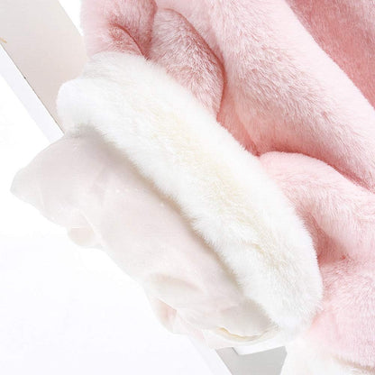 Baby Girls Winter Fur Cape Coat Thick Jacket Cute Pom Pom Warm Outerwears