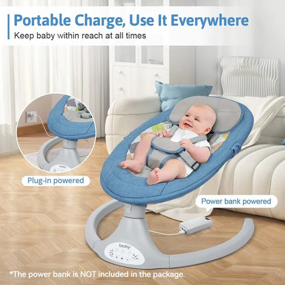Electric Baby Swing, Infant Swing Rocker with Remote Control,5 Sway Speeds,Bluetooth Music,Blue