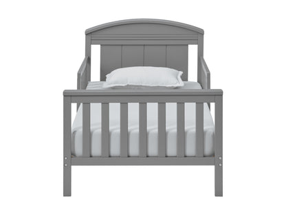 Baldwin Wood Frame Toddler Bed with Guardrails and Arched Headboard, Dove Gray