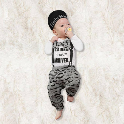 Newborn Infant Baby Boy Clothes Long Sleeve Romper + Pants + Hat 3PCS Outfits Set