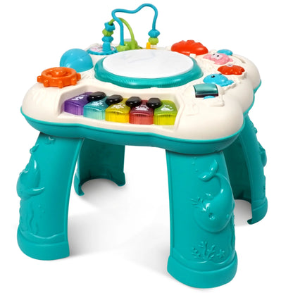 Musical Learning Table,  Infant Toddler Activity Center Baby Toys for Boys and Girls, Musical Educational Learning Table for 6 to 36 Months Year Old, Green