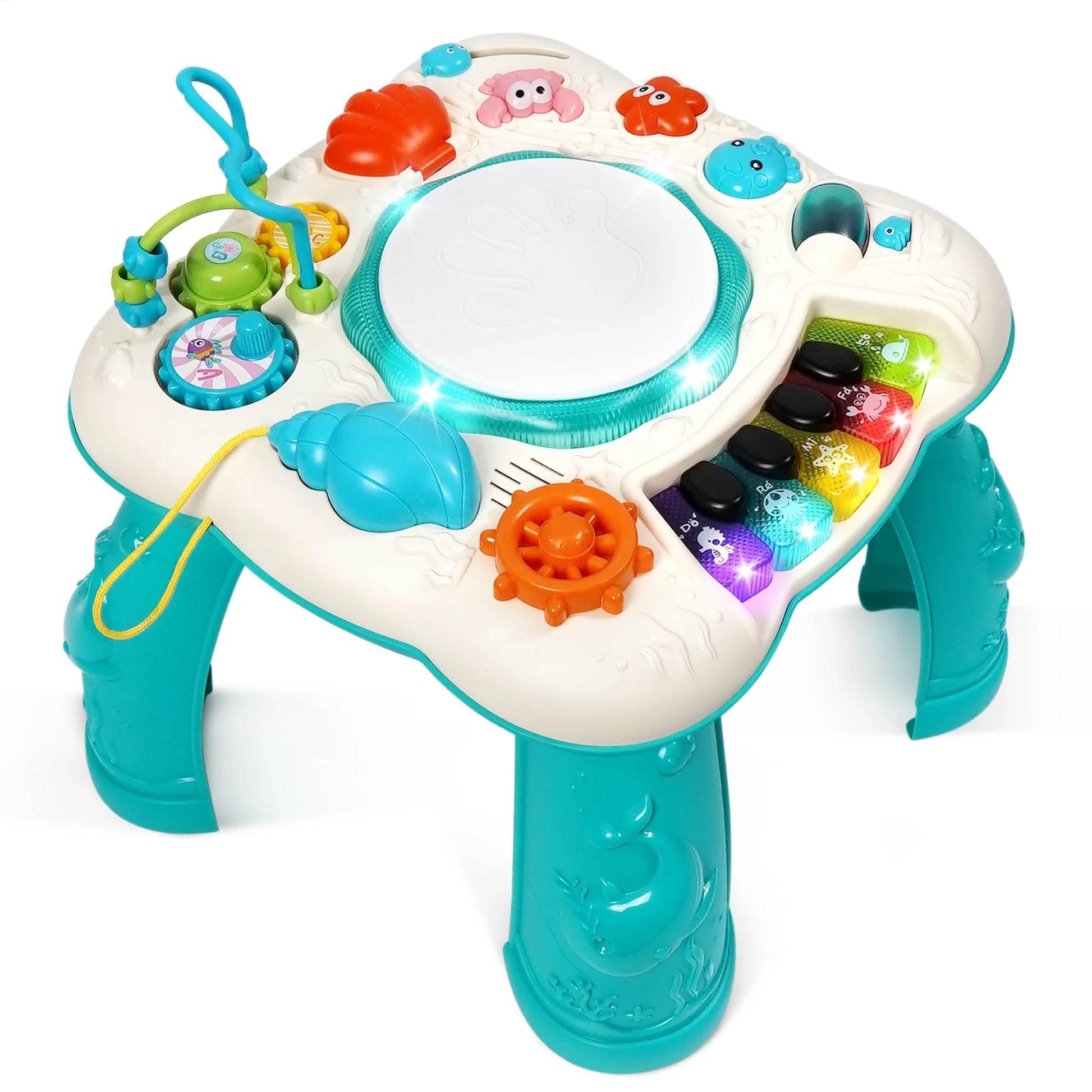 Musical Learning Table,  Infant Toddler Activity Center Baby Toys for Boys and Girls, Musical Educational Learning Table for 6 to 36 Months Year Old, Green