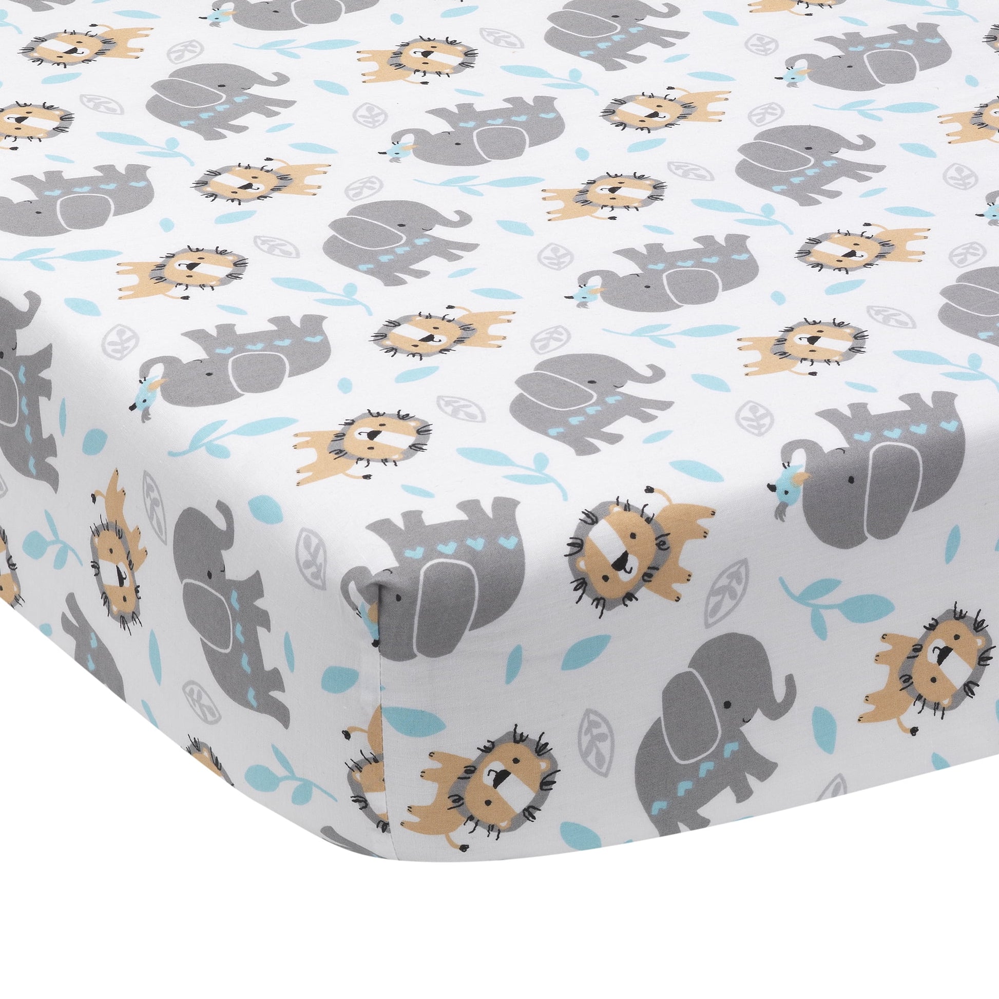 Jungle Fun 3-Piece Crib Bedding Set - Blue, Gray, White