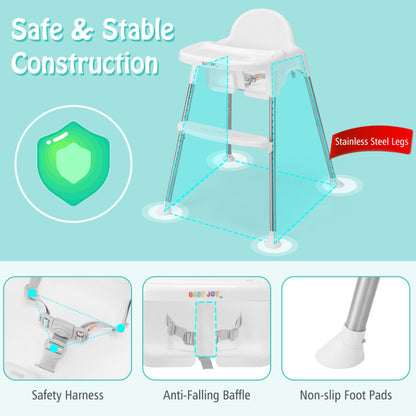 4-In-1 Convertible Baby High Chair with Removable Double Tray