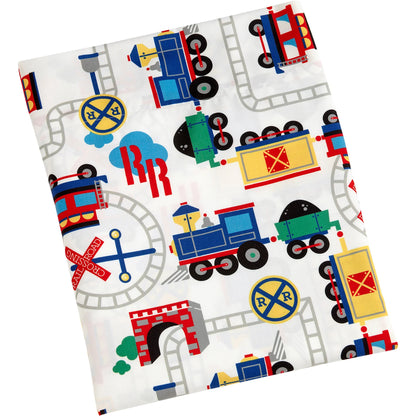 Trains 4 Piece Toddler Bed Set, Comforter Pillowcase, Top Sheet, Fitted Sheet, Boy