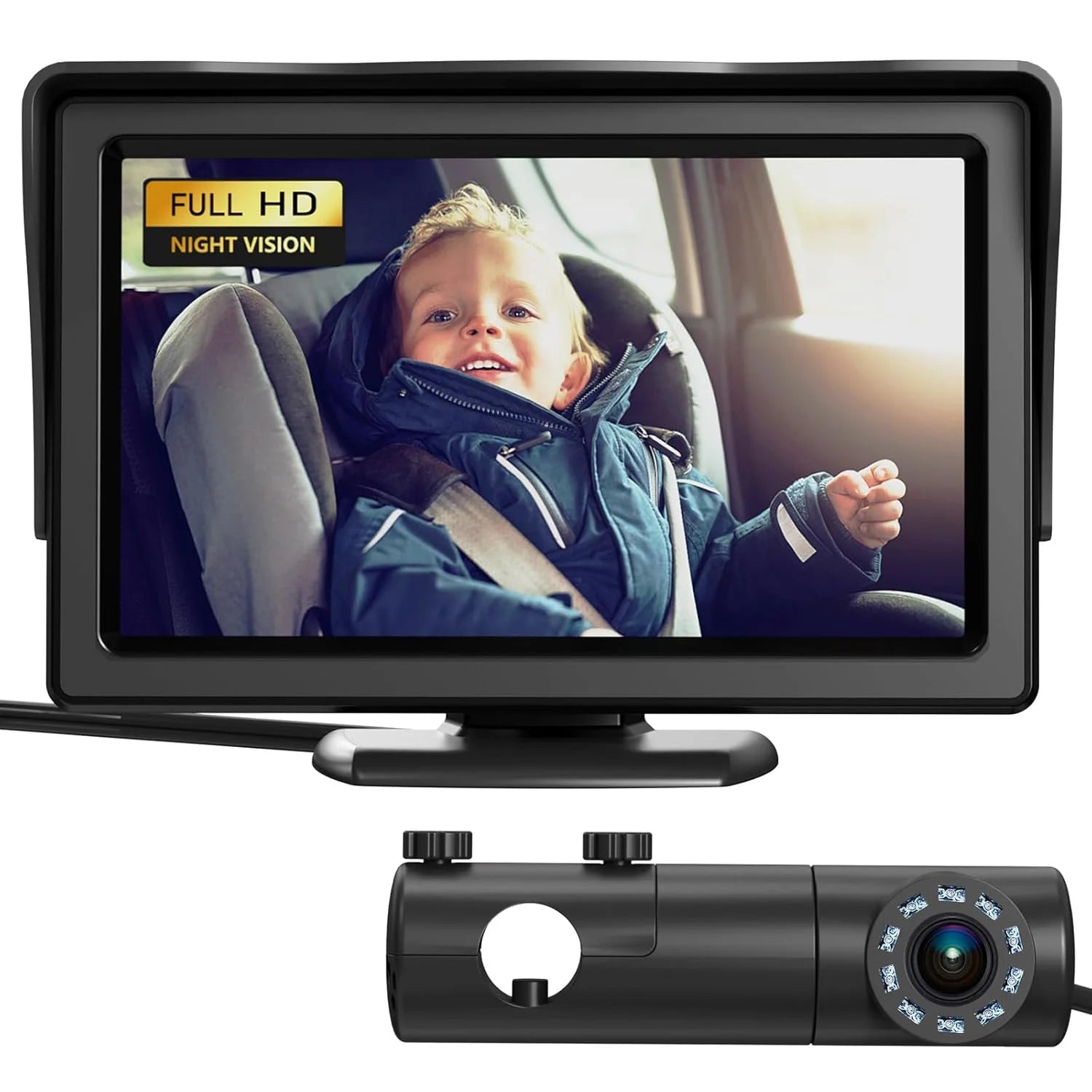 Baby Car Camera,4.3" HD Display Baby Car Mirror with Night Vision Feature,Wide Clear View