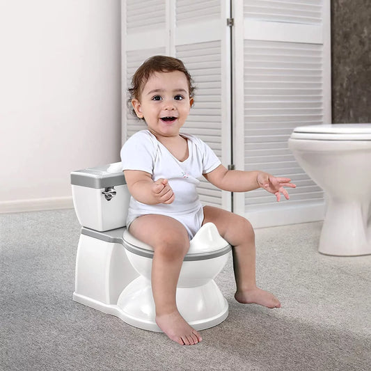 Realistic Potty Training Toilet for Kids and Toddlers W/ Flushing Sounds, Splash Guard