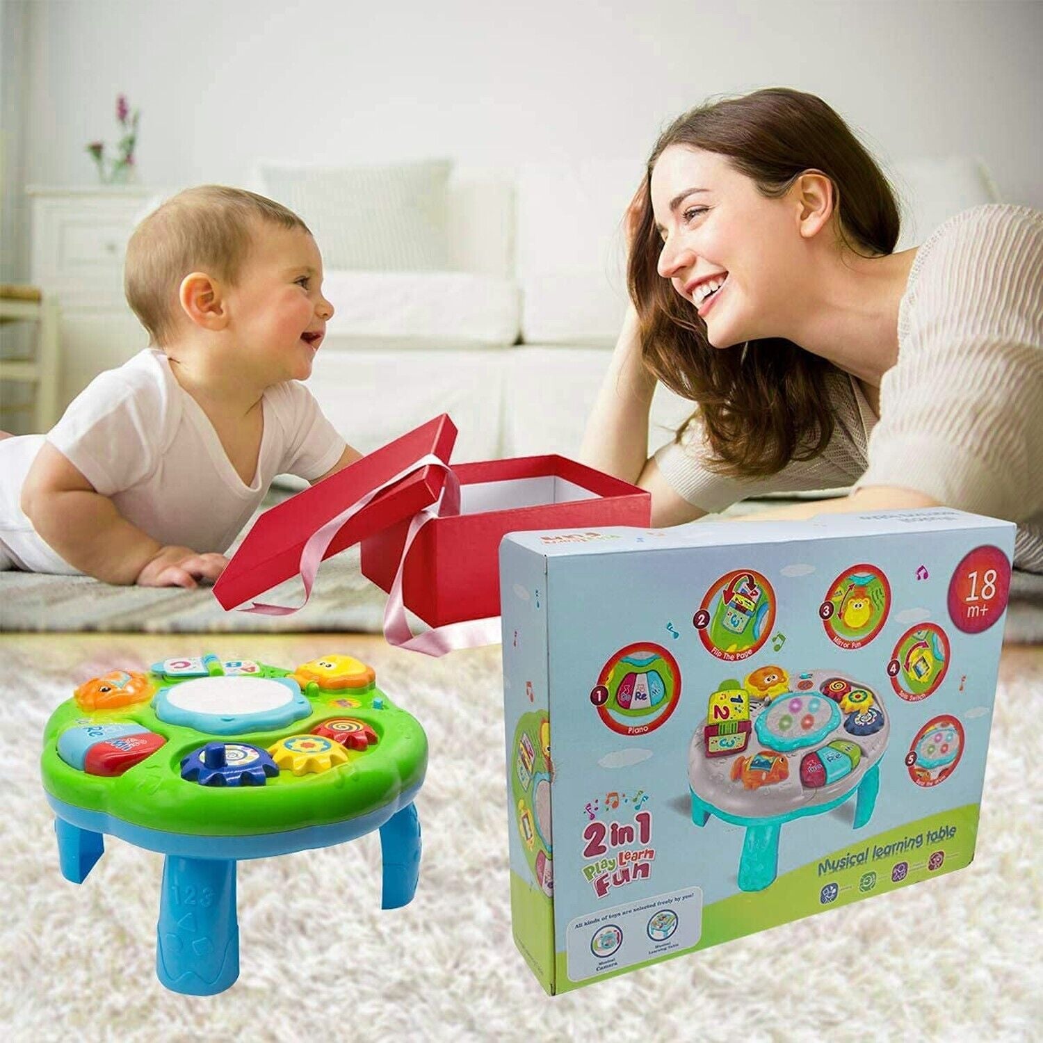 Baby Toys Musical Learning Table 12X12X7Inch Music Activity Center Table Toys...