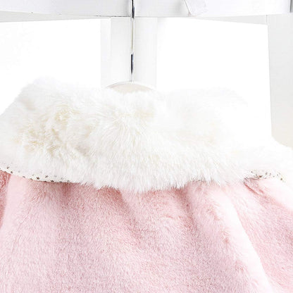 Baby Girls Winter Fur Cape Coat Thick Jacket Cute Pom Pom Warm Outerwears