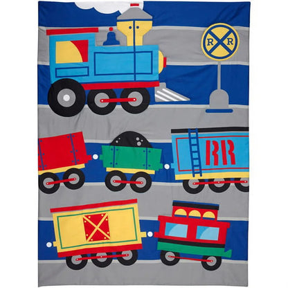 Trains 4 Piece Toddler Bed Set, Comforter Pillowcase, Top Sheet, Fitted Sheet, Boy