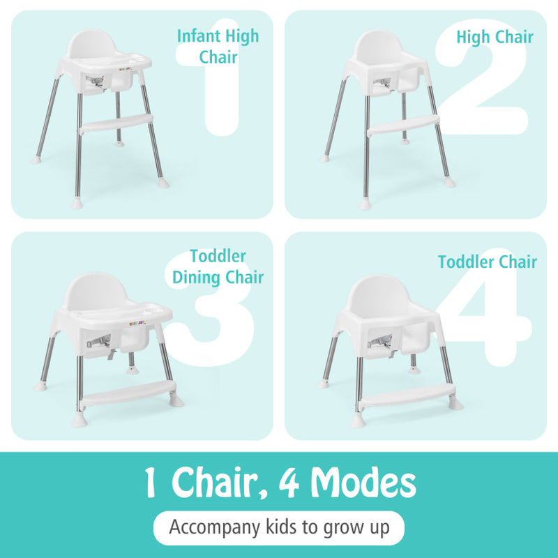 4-In-1 Convertible Baby High Chair with Removable Double Tray