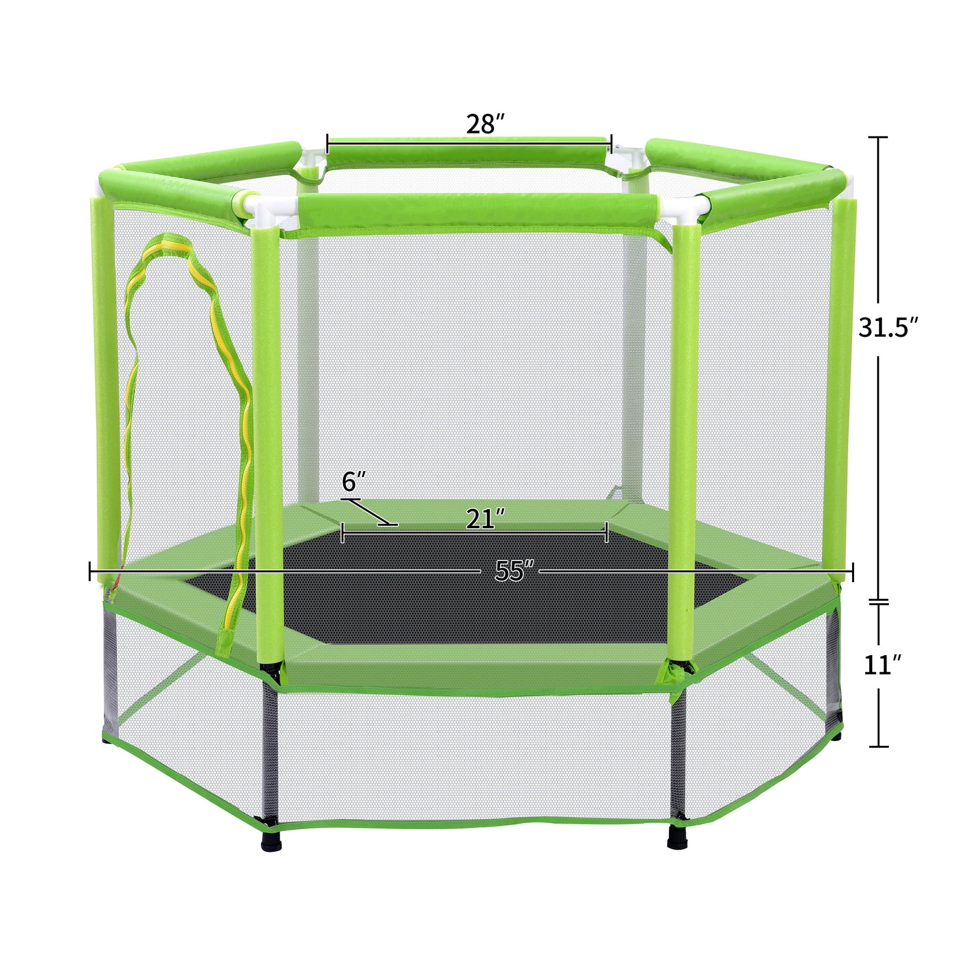 55'' Trampoline for Kids, Toddlers Trampoline with Enclosure Net and Balls, Mini Trampoline, Indoor & Outdoor Trampoline, Gifts for Kids, Baby Toddler Trampoline Toys, Green