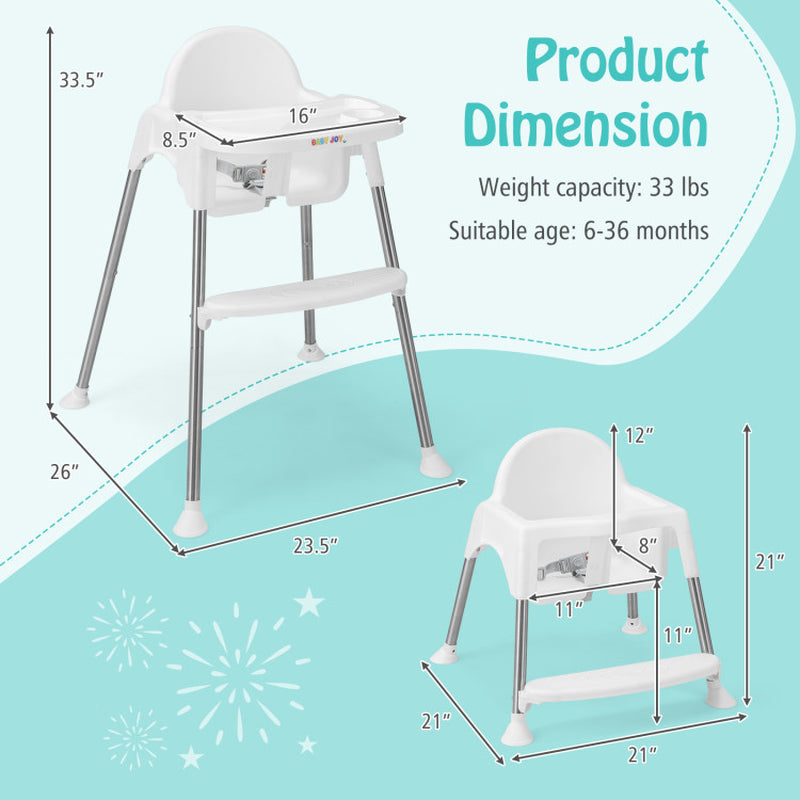 4-In-1 Convertible Baby High Chair with Removable Double Tray