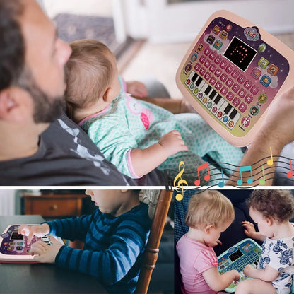 Tablet Toy Toddler Learning Pad with LED Screen Teach,Educational Learning Toys with Light and Music Electronic Toy Christmas Birthday Gift for Toddlers 1 2 3 Years Old Girls Boys