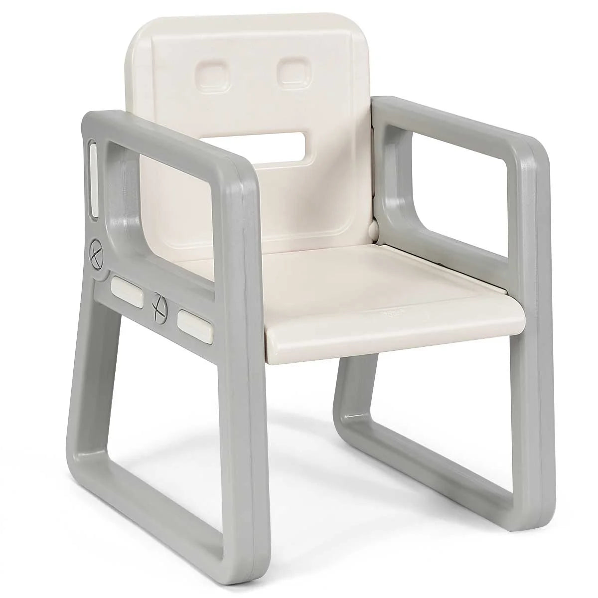 Kids 2-In-1 Table and 2 Chairs Set Activity Table with Storage Shelf White Baby