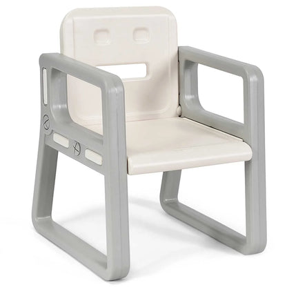 Kids 2-In-1 Table and 2 Chairs Set Activity Table with Storage Shelf White Baby